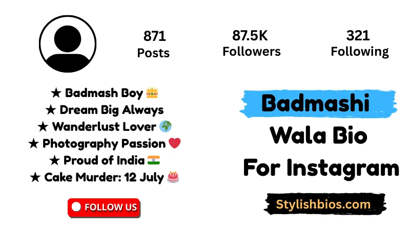 890+ Best Badmashi Bio for Instagram: Gangster, Stylish & Attitude (2025) Badmashi Wala Bio For Instagram