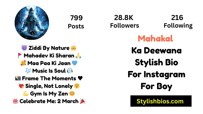 645+ Best Mahakal Bio for Instagram (2025) | Proud Mahadev Bhakt Bios Mahakal Ka Deewana Stylish Bio For Instagram For Boy