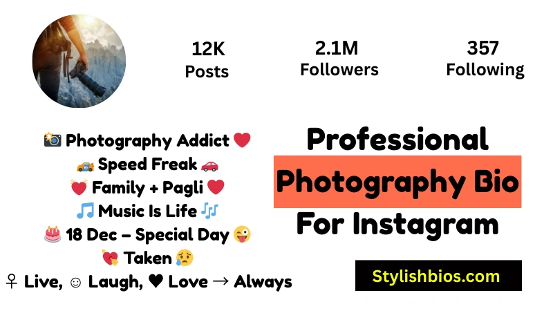 Professional Photography Bio For Instagram