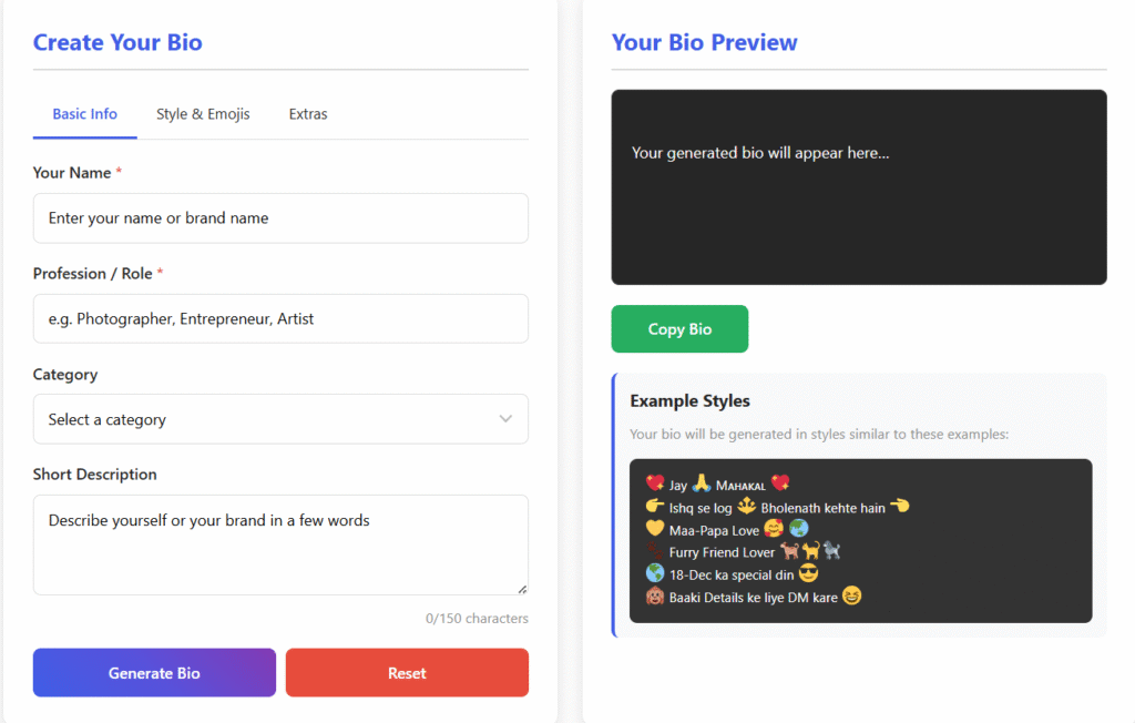 Instagram Bio Generator